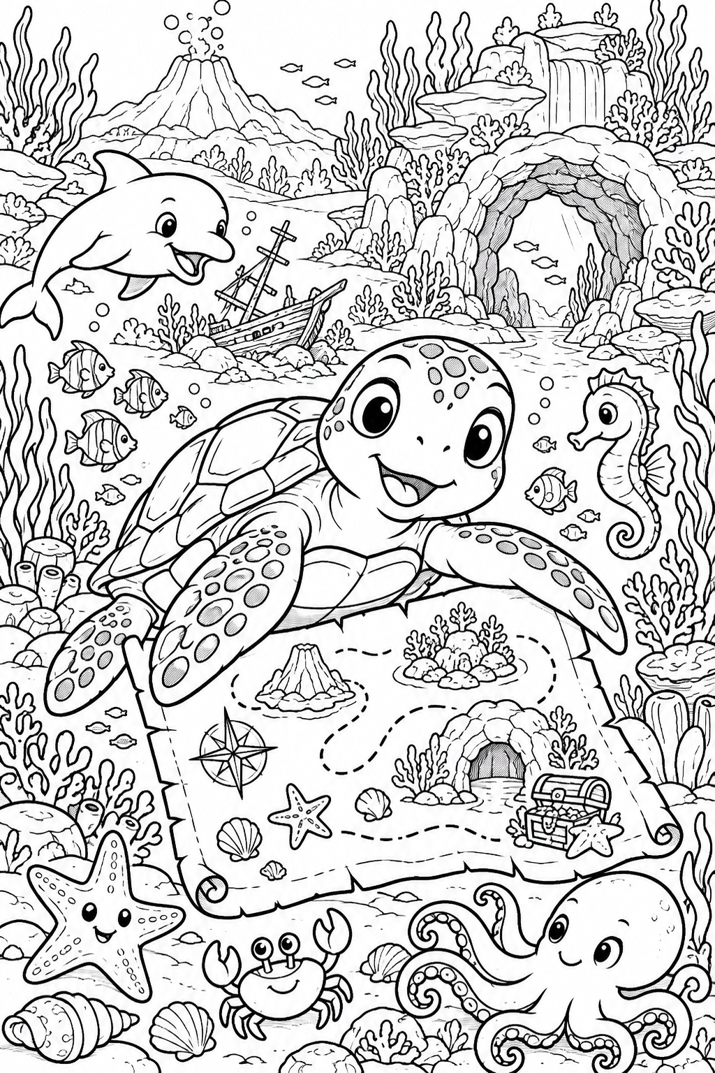Ocean Friends coloring book preview
