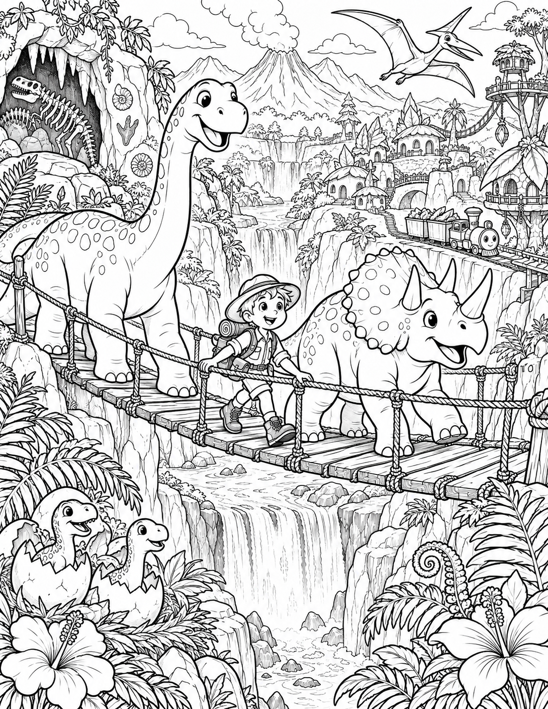 Dinosaur Days coloring scene