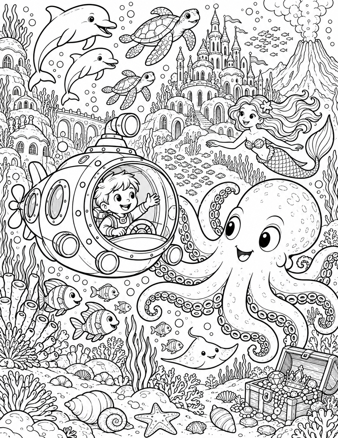 Ocean Friends coloring scene